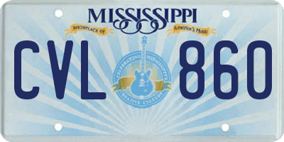 MS license plate CVL860