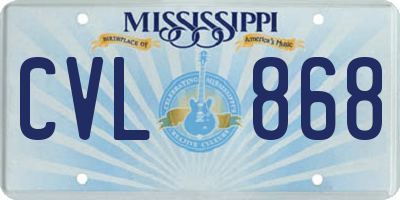 MS license plate CVL868