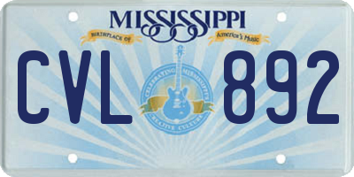 MS license plate CVL892