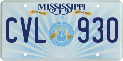 MS license plate CVL930