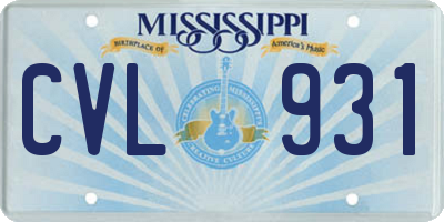 MS license plate CVL931