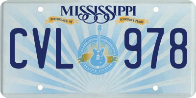 MS license plate CVL978