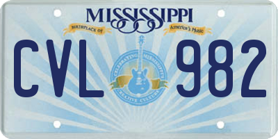 MS license plate CVL982
