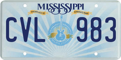 MS license plate CVL983