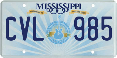 MS license plate CVL985
