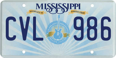 MS license plate CVL986