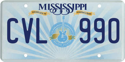 MS license plate CVL990