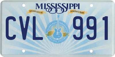 MS license plate CVL991