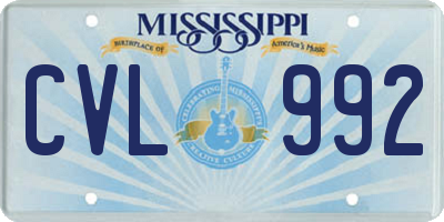 MS license plate CVL992