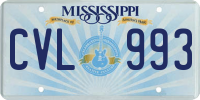 MS license plate CVL993
