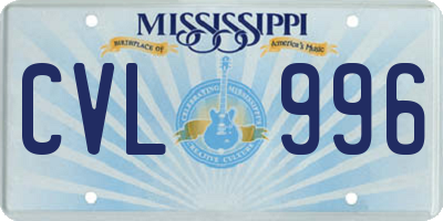 MS license plate CVL996