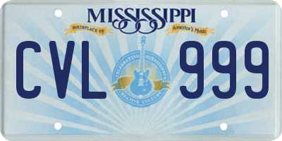 MS license plate CVL999