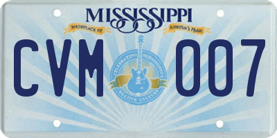 MS license plate CVM007