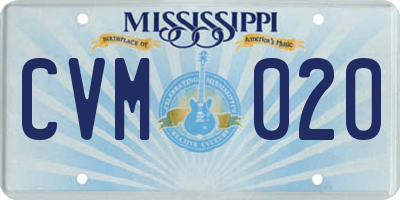 MS license plate CVM020