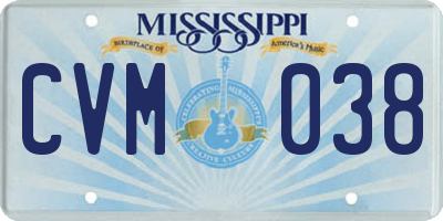 MS license plate CVM038
