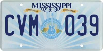 MS license plate CVM039