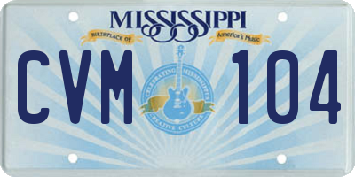 MS license plate CVM104