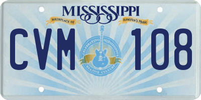 MS license plate CVM108