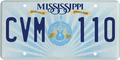 MS license plate CVM110