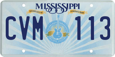 MS license plate CVM113