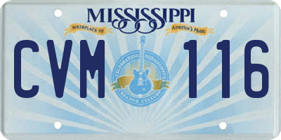 MS license plate CVM116