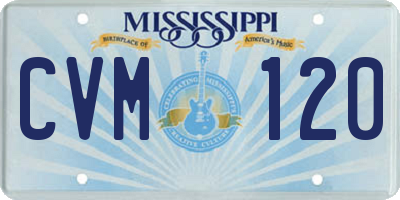 MS license plate CVM120