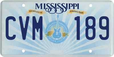 MS license plate CVM189