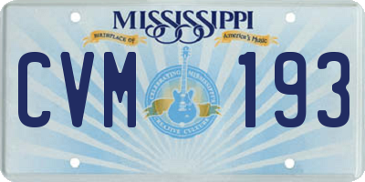 MS license plate CVM193