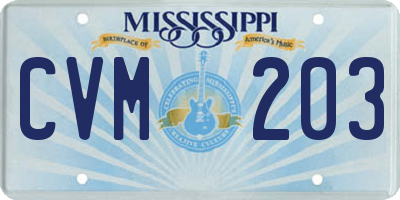 MS license plate CVM203