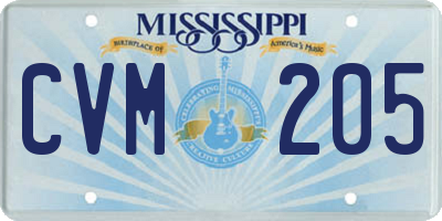 MS license plate CVM205