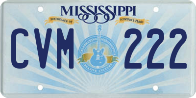 MS license plate CVM222