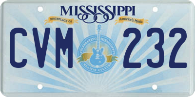 MS license plate CVM232
