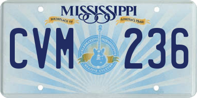 MS license plate CVM236