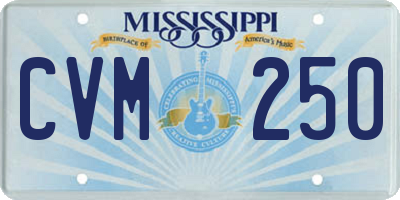 MS license plate CVM250