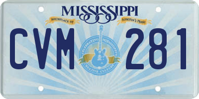 MS license plate CVM281