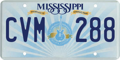 MS license plate CVM288