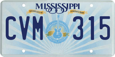 MS license plate CVM315