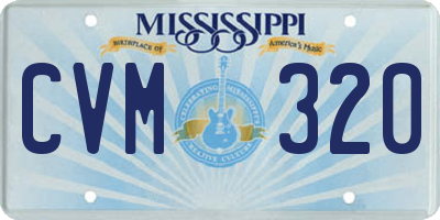 MS license plate CVM320