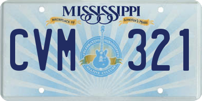 MS license plate CVM321