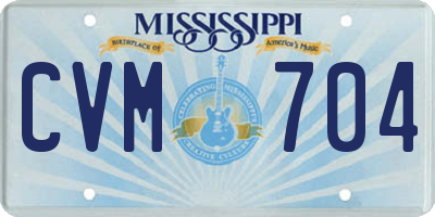 MS license plate CVM704