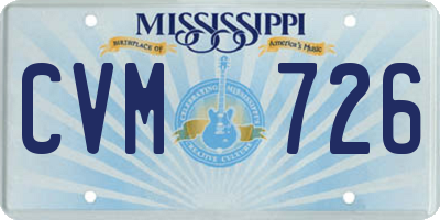 MS license plate CVM726