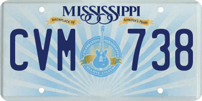 MS license plate CVM738