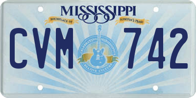 MS license plate CVM742