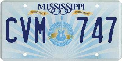 MS license plate CVM747