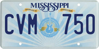 MS license plate CVM750