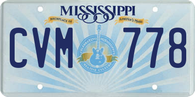MS license plate CVM778