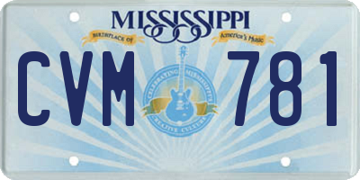 MS license plate CVM781