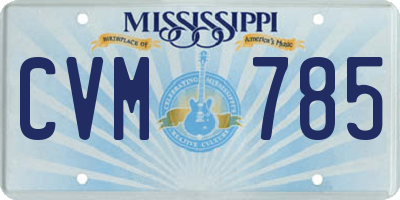 MS license plate CVM785