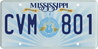 MS license plate CVM801