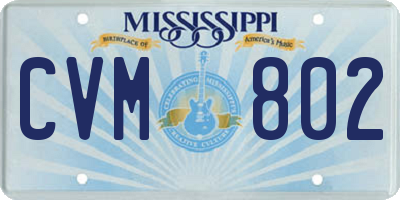 MS license plate CVM802